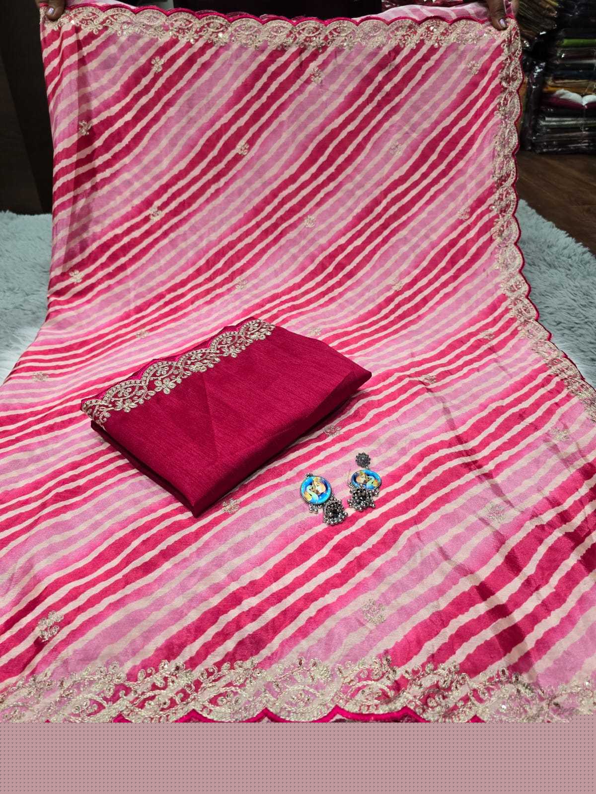 YNF CHINON SILK RJK 725 SAREES WHOLESALE PARTY WEAR LADIES LEHERIYA SAREES MANUFACTURER